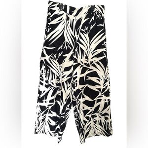 Rachel Zoe Wide Leg Cropped Linen Pants Women’s Size XL Black and White Tropical